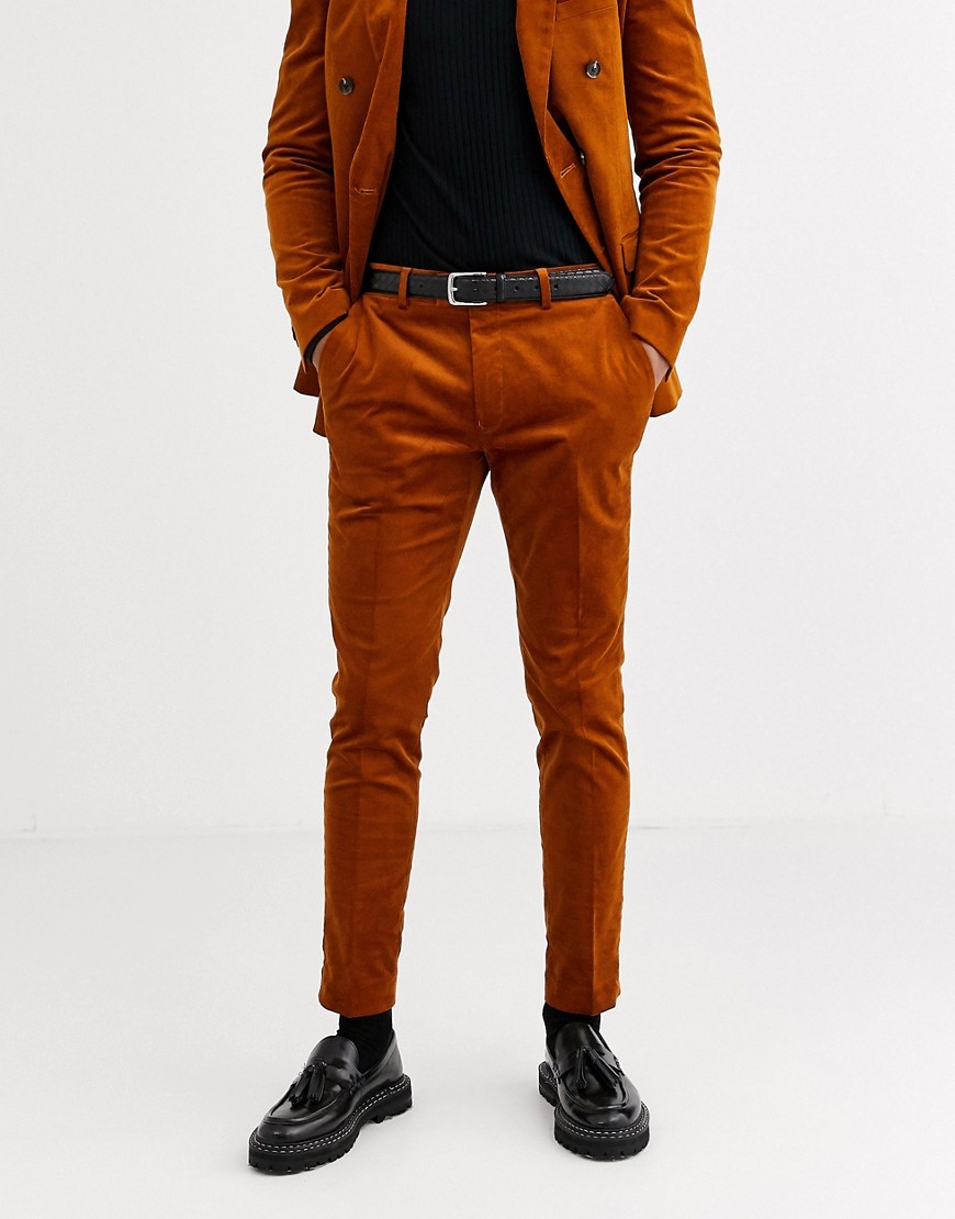 Topman - Pantaloni skinny da abito marrone corda