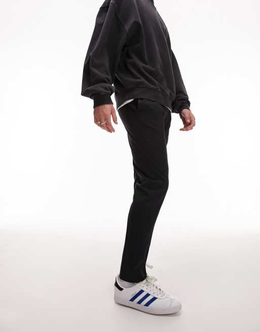 Topman - Pantaloni skinny eleganti blu navy con fascia in vita elasticizzata