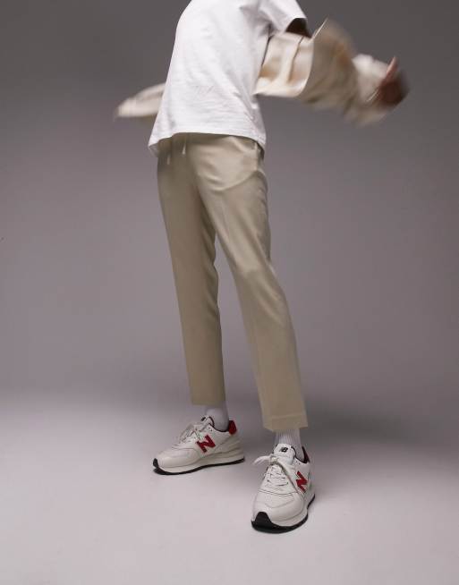 Topman - Pantaloni skinny eleganti color pietra con fascia in vita elasticizzata
