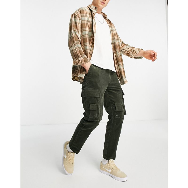 Uomo Pantaloni cargo Topman - Pantaloni skinny stile cargo con tasche multiple color kaki
