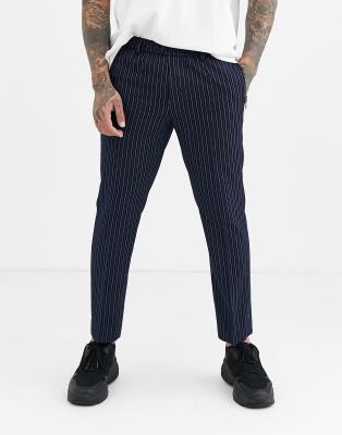 navy pinstripe pants