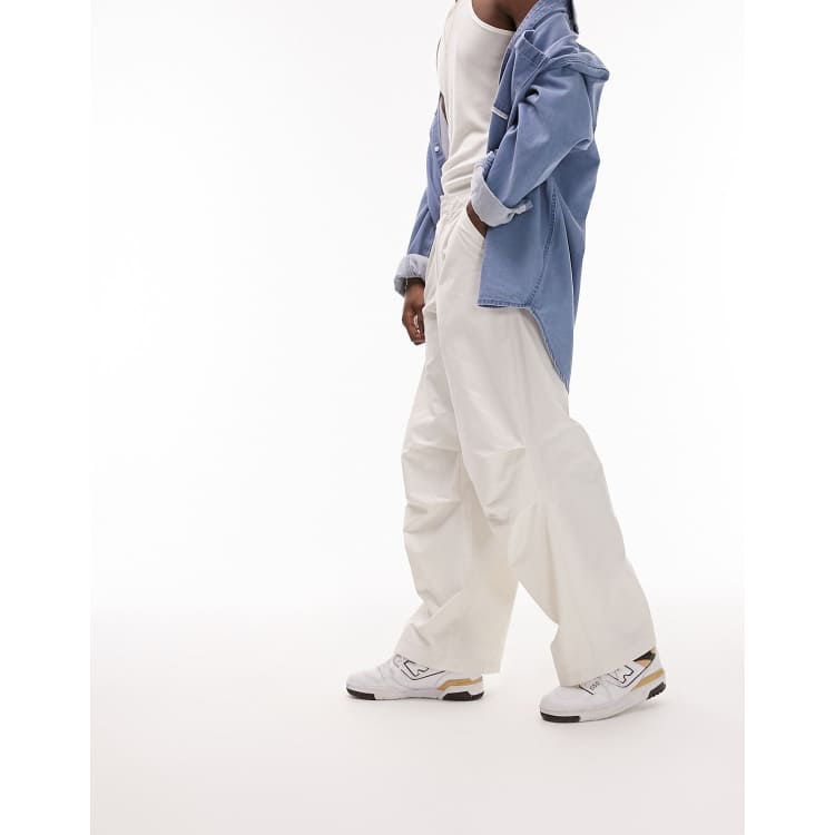 ASOS DESIGN oversized parachute sweatpants in off white