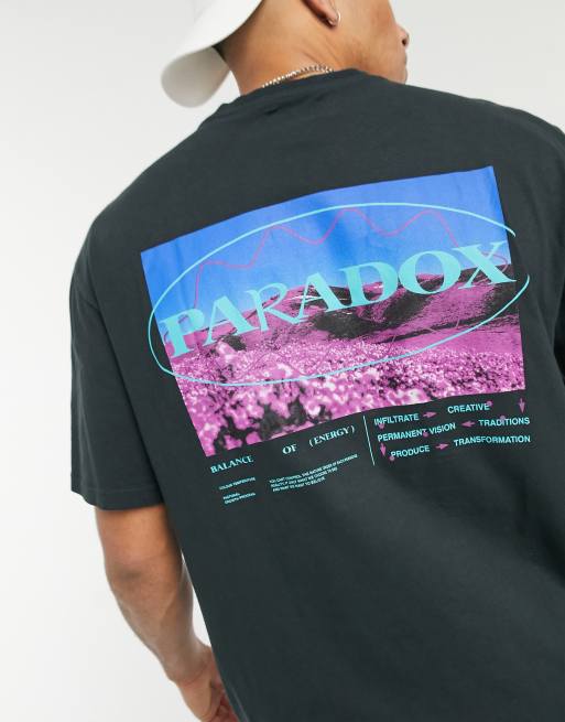 Topman paradox front and back print t shirt in black