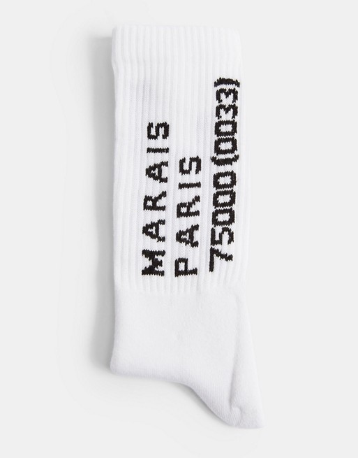 Topman paris tube socks in white