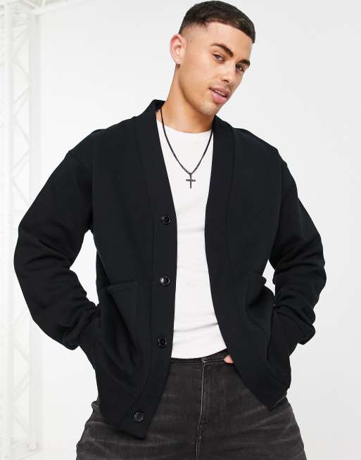 Topman patch pocket cardigan in black ASOS