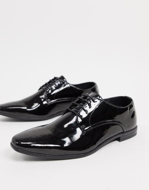 Topman patent derby shoes in black ASOS