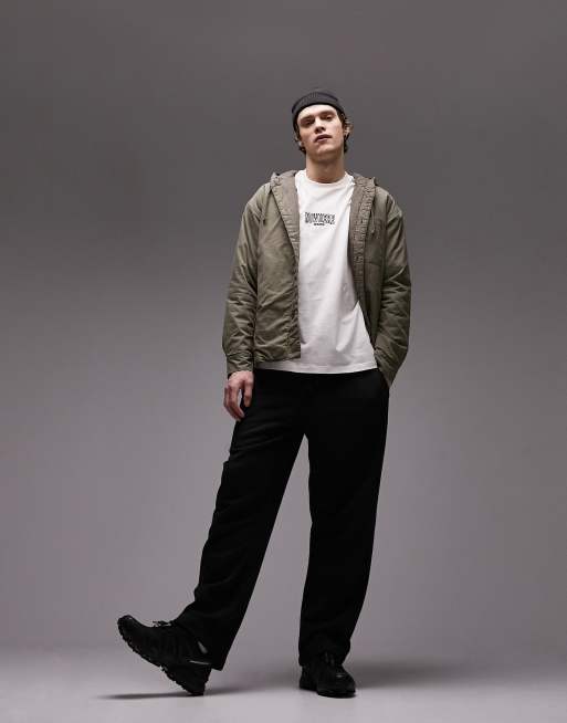 Topman – Pikowana koszula wierzchnia w kolorze khaki z kapturem