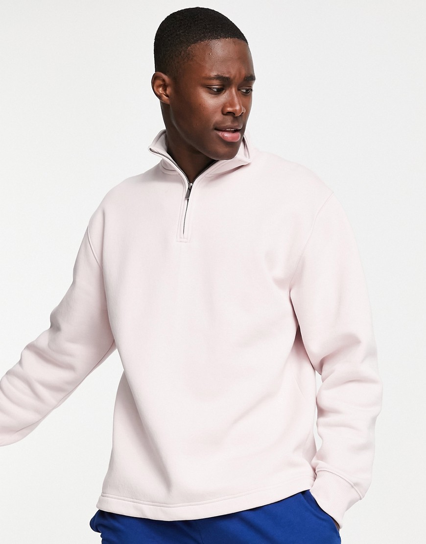 Topman - Pink sweatshirt med halv lynlås - Del af sæt-Lyserød