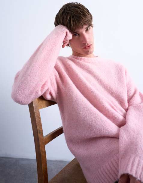 Topman - Pink trøje med rund hals i løs strik - view 1