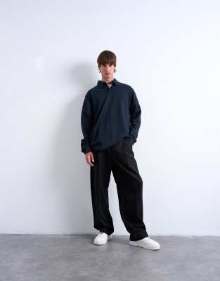 Topman Pinstripe Button Through Polo In Multi