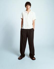 Topman short sleeve hand embroidered shirt in stone