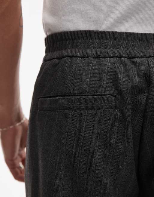 Topman pinstripe wide leg pants in light grey