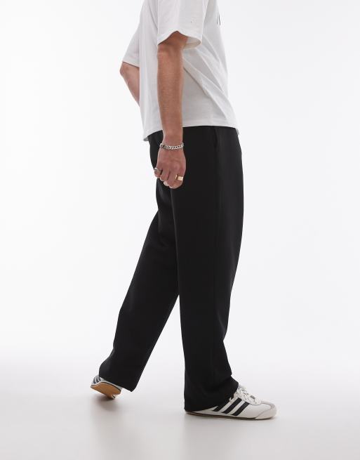 Topman pleat front straight leg sweatpants in black, 3 of 5