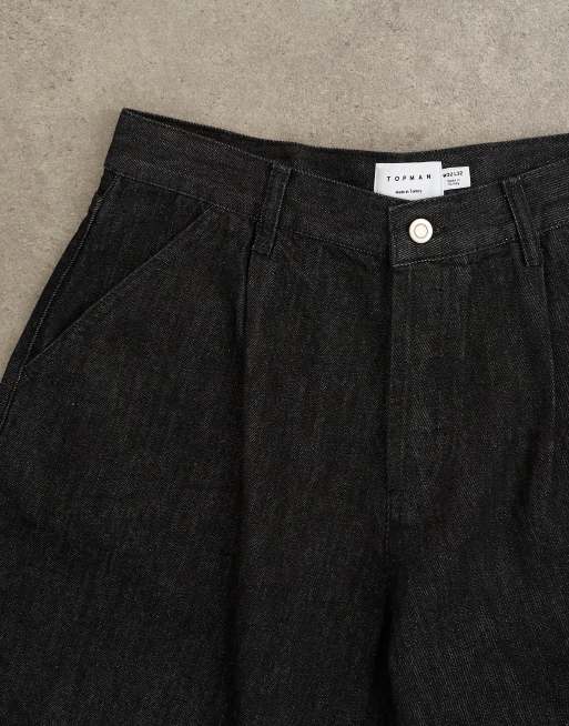 Topman pleated barrel jeans in mid wash blue, 8 of 8