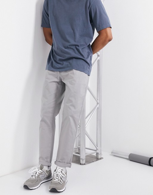 Topman pleated tapered trousers in grey