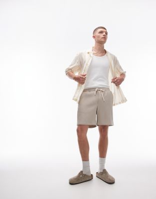 Topman Plisse Shorts In Stone - Part Of A Set-neutral