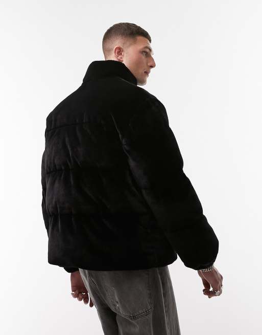 Topman plush puffer in black, 2 of 4