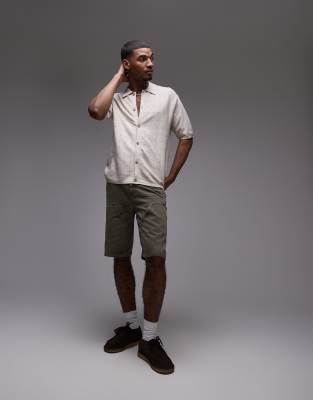 Topman Pointelle Knit Polo Shirt In Neutral