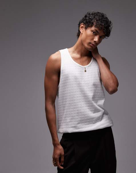 Topman pointelle singlet in ecru - view 1