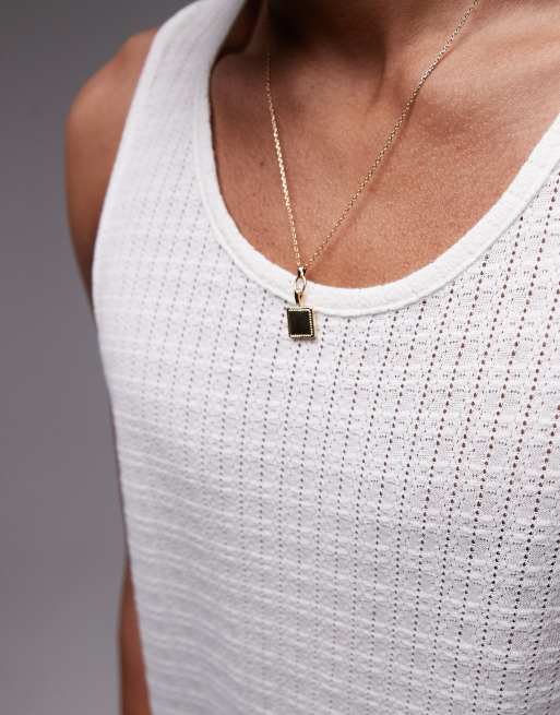 Topman pointelle tank top in ecru, 3 of 4