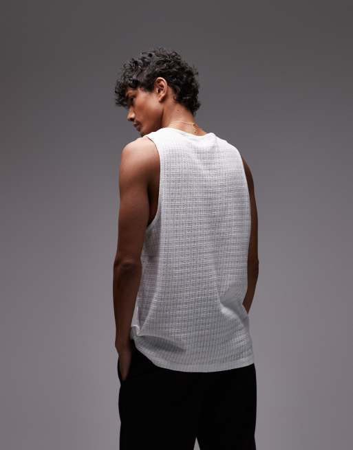 Topman pointelle tank top in ecru