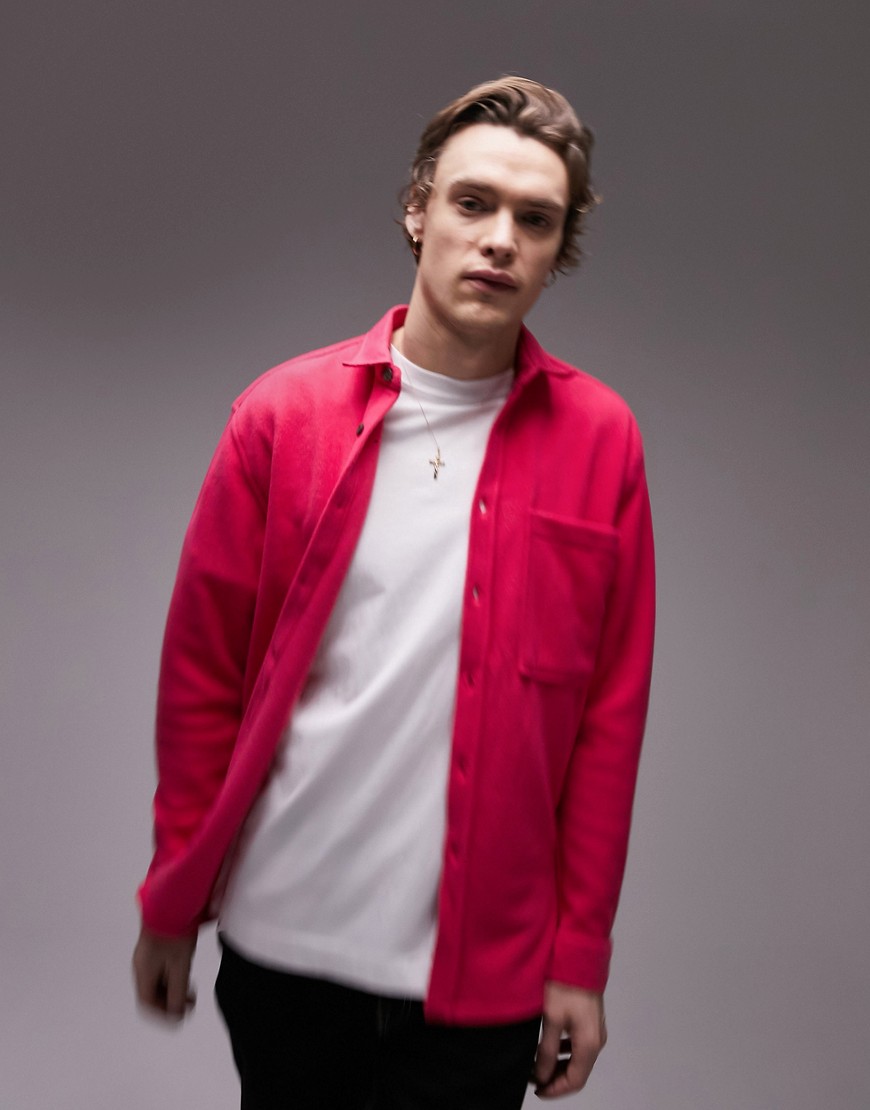 Topman Polar Fleece Shirt In Fuschia Pink