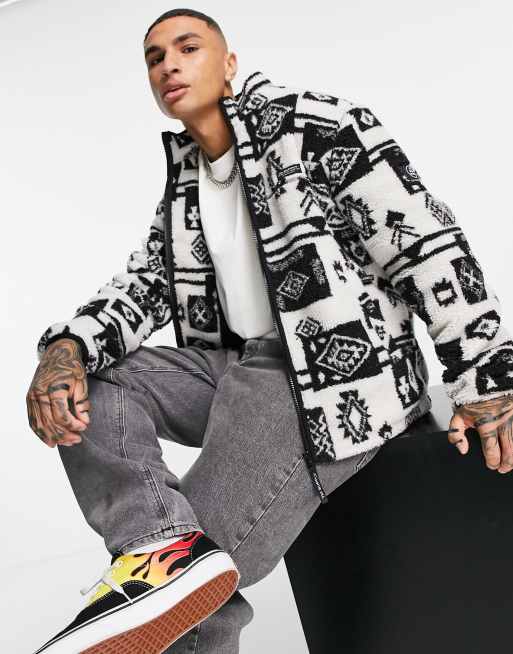 Topman – Polarowa kurtka ze sztucznego kożuszka z żakardowym wzorem
