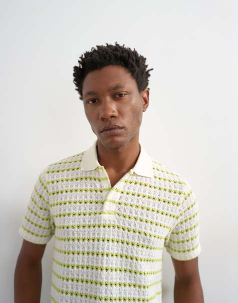 Topman - Polo classique au crochet à rayures - Citron vert - view 1