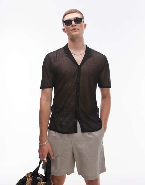 Topman - Polo in maglia trasparente nera - view 1