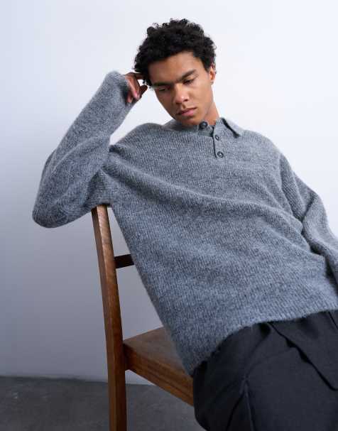 Topman - Polo oversize en maille - Anthracite - view 1