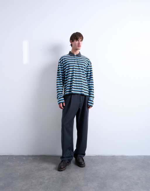 Topman - Polo raccourci à manches longues - Bleu, 2 de 5