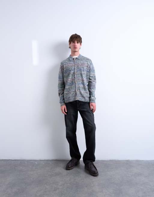 Topman - Polo vestibilità classica con bottoni in maglia multicolore mélange, 2 di 5