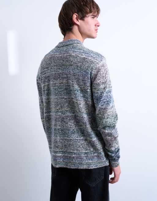 Topman - Polo vestibilità classica con bottoni in maglia multicolore mélange, 4 di 5