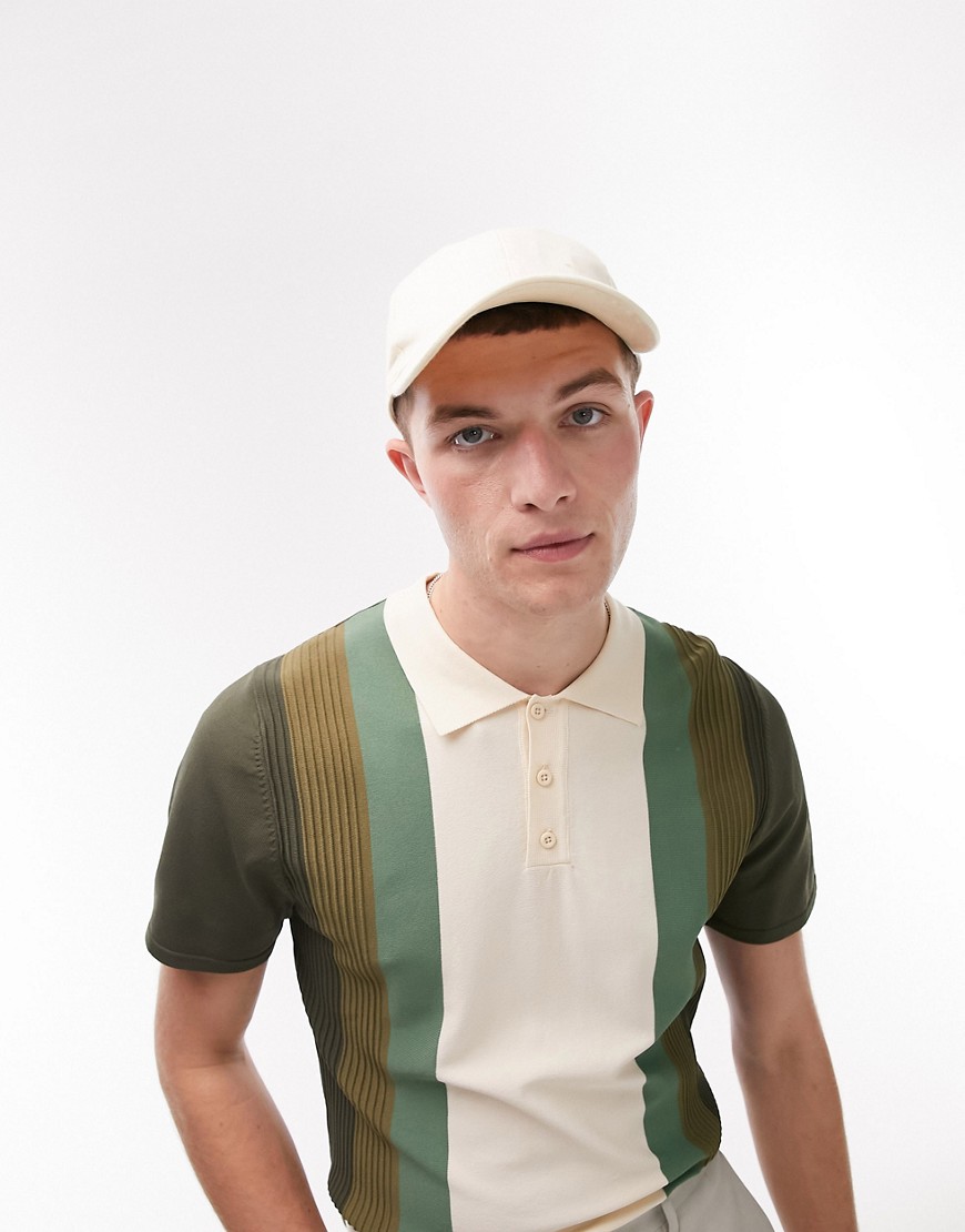 Topman polo with stripe detail in green