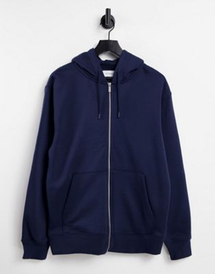 Topman polyester co-ord full zip hoodie in navy - NAVY - ASOS Price Checker
