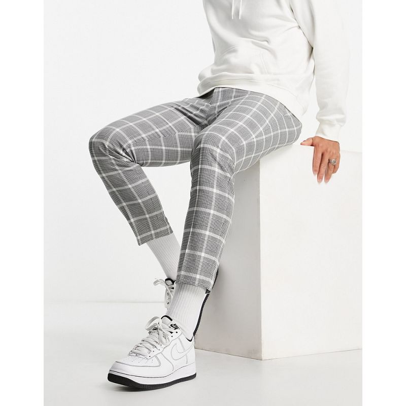 Pantaloni skinny Pantaloni e chino Topman - Pow - Pantaloni skinny stile joggers neri e bianchi a quadri