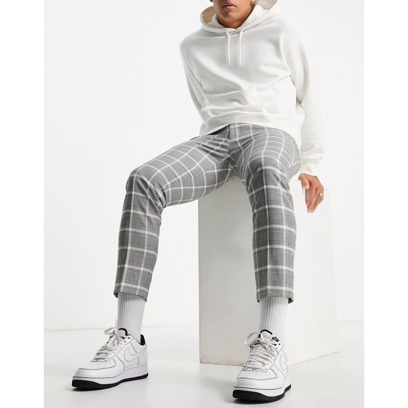 Pantaloni skinny Pantaloni e chino Topman - Pow - Pantaloni skinny stile joggers neri e bianchi a quadri