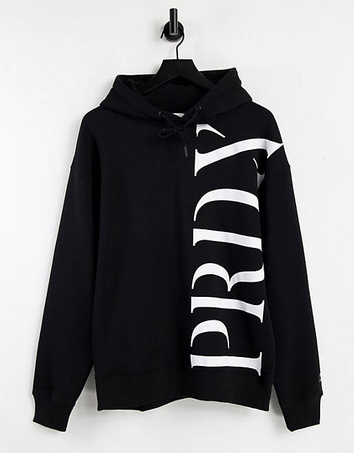 Topman prdx side logo print hoodie black
