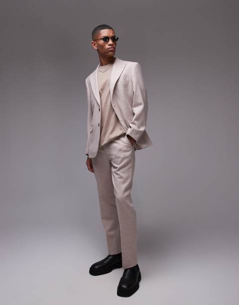Topman - Premium - Beige jakkesæt i uldblanding i slim fit - view 1