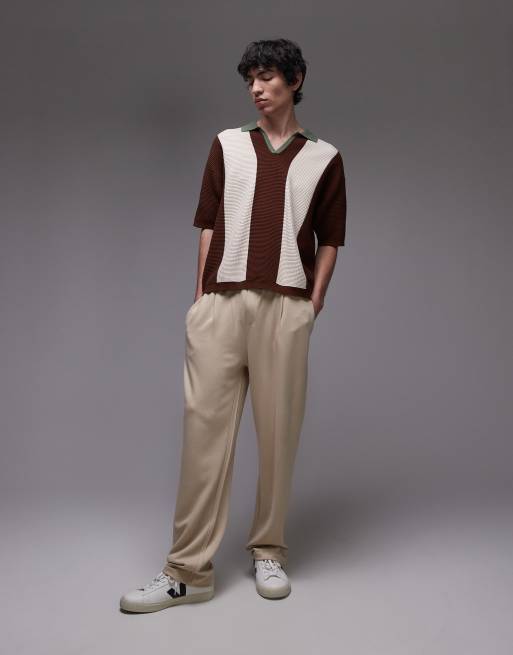 Topman - Premium - Beige joggingbukser i twill i lige pasform