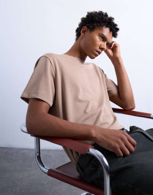 Topman - Premium - Beige T-shirt i regular fit