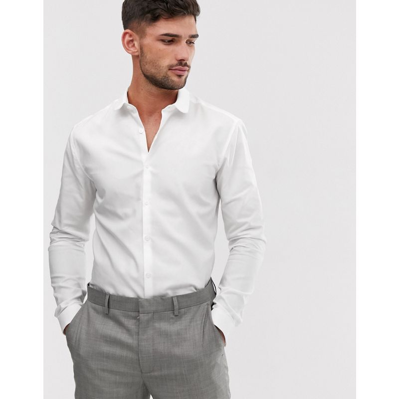 Camicie Camicie tinta unita Topman - Premium - Camicia slim bianca in cotone egiziano con colletto smussato