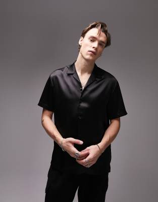 Chemise Manches Courtes Topman Motifs - Taille L - Gris - Occasion Très Bon état - Idéale Pour Fête