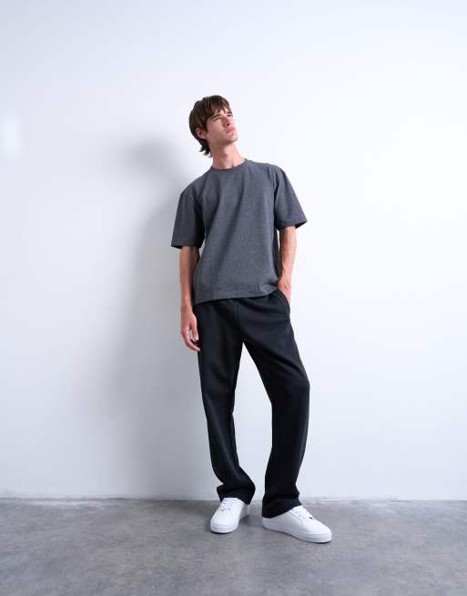 Topman premium cropped fit t-shirt in charcoal marl, 2 of 5
