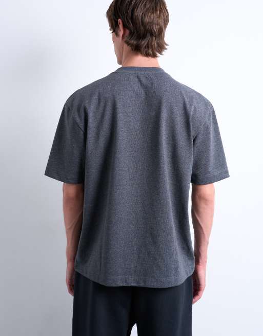 Topman premium cropped fit t-shirt in charcoal marl, 5 of 5