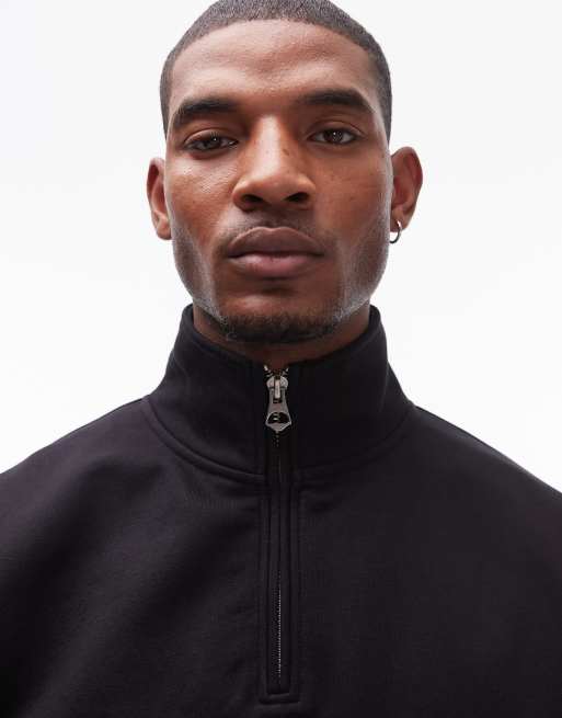 Topman Premium – Czarna gruba bluza oversize z suwakiem pod szyją, 2 z 5