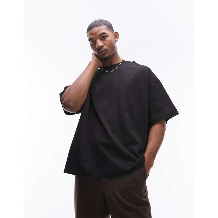 Topman Premium dropped shoulder oversized fit T-shirt in black