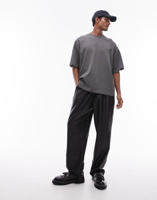 Topman premium dropped shoulders relaxed fit t-shirt in charcoal, 2 of 4