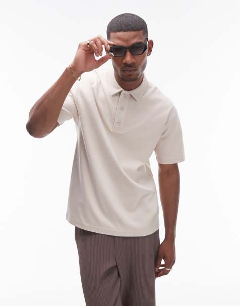 Topman – Premium – Gräddvit pikétröja i oversize - view 1