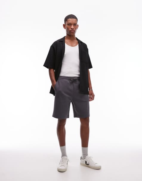 Topman premium oversized short in charcoal